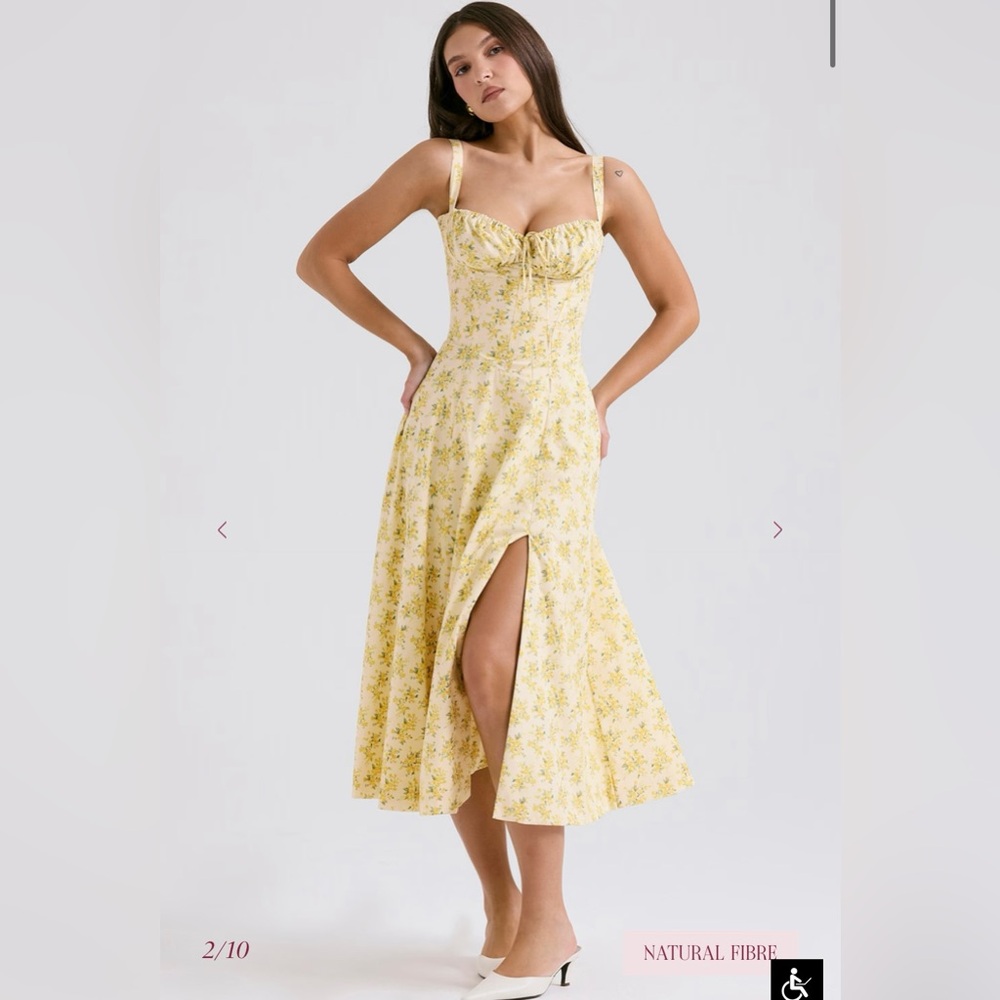 House of CB Yellow Floral Midi Dress